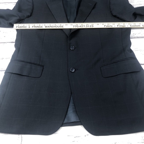 Jos. A. Bank Mens Blazer Box Plaid Black 2 Button Wool & Cashmere Blend 42R - Picture 13 of 16